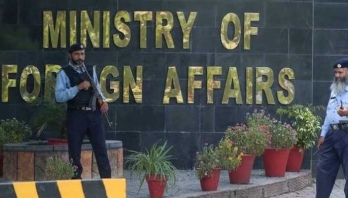 Security guards stand outside the Ministry of Foreign Affairs in Islamabad in this undated image. — AFP/File