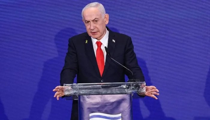 Israeli Prime Minister Benjamin Netanyahu speaks during a joint press conference with Cypriot President Nikos Christodoulides and Greek Prime Minister Kyriakos Mitsotakis, in Jerusalem on December 22, 2025. —Reuters