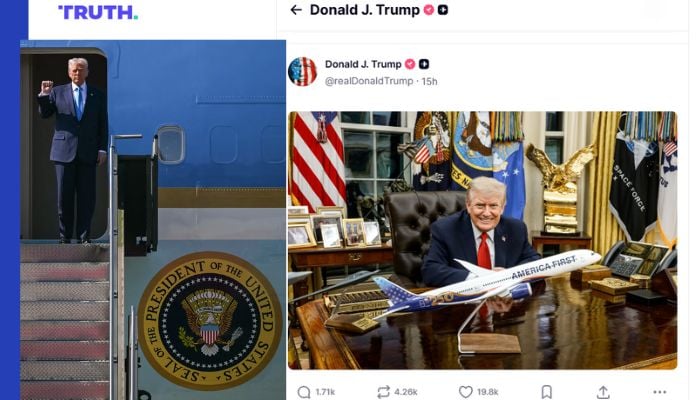 Trump unveils America First 250 aircraft design in social media blitz—this is how netizens react
