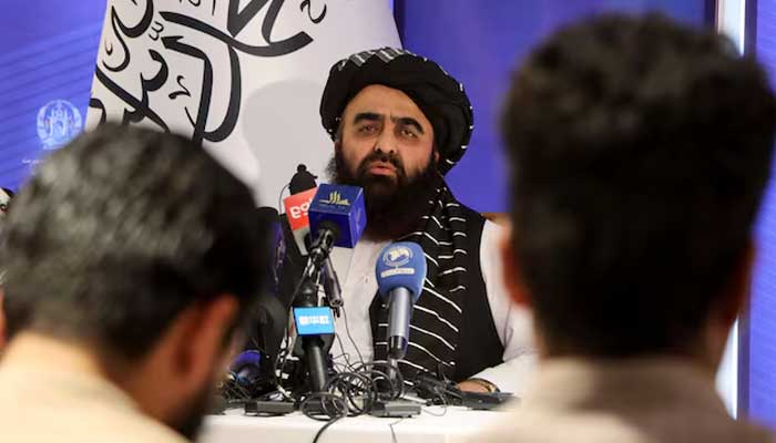 Taliban acting Foreign Minister Amir Khan Muttaqi speaks during a news conference in Kabul Afghanistan September 14, 2021. — Reuters