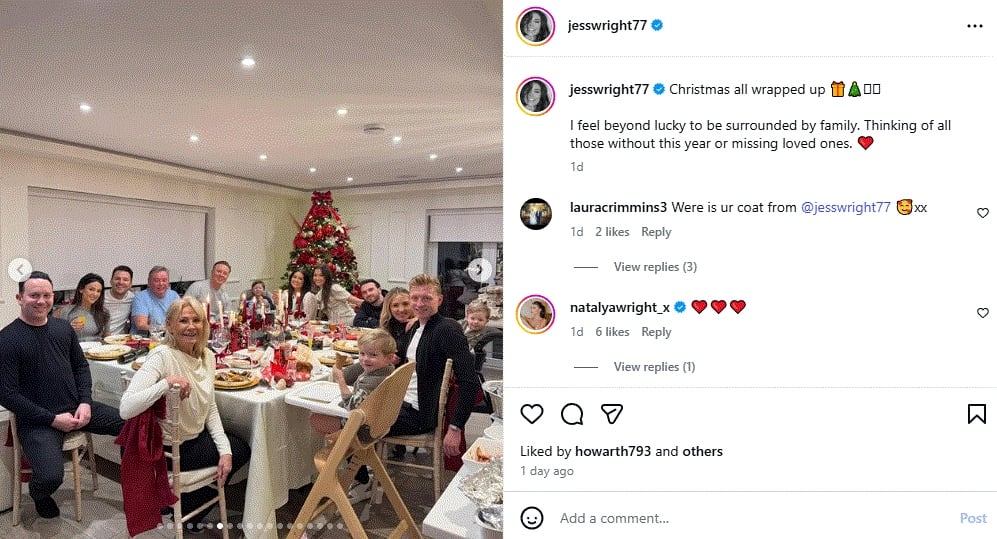 Michelle Keegan could be seen smiling for a group snap alongside her partner Mark Wright