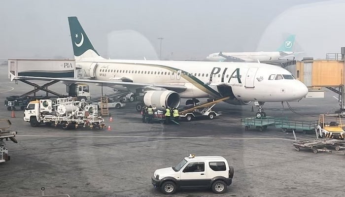 A Pakistan International Airlines (PIA) plane at Allama Iqbal International Airport in Lahore, Pakistan, January 29, 2024. — Reuters