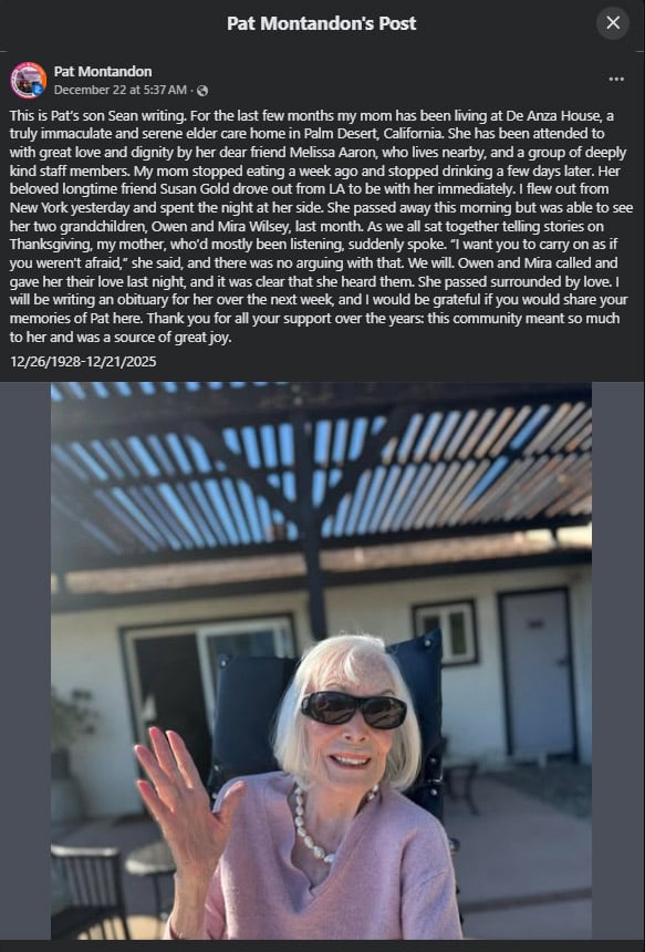 Pat Montandon, who famously dated Frank Sinatra, dies at 96