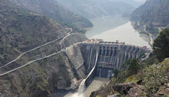 A view of Baglihar Dam, also known as Baglihar Hydroelectric Power Project, on the Chenab river which flows from IIOJK into Pakistan, at Chanderkote in occupied Jammu region on May 6, 2025. — Reuters