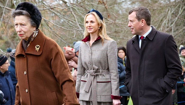 Princess Anne reunites with Peter Phillips and Harriet at Sunday service