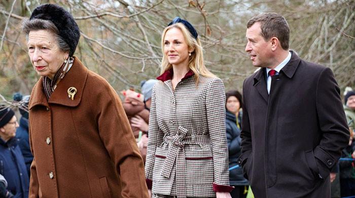 Princess Anne reunites with Peter Phillips and Harriet at Sunday service