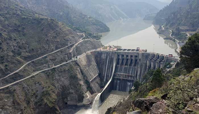 A view of Baglihar Dam, also known as Baglihar Hydroelectric Power Project, on the Chenab river which flows from IIOJK into Pakistan, at Chanderkote in occupied Jammu region on May 6, 2025. — Reuters