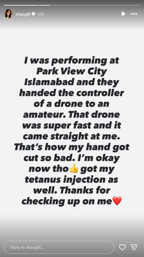 Shae Gill sustains injuries after drone camera strikes her at concert