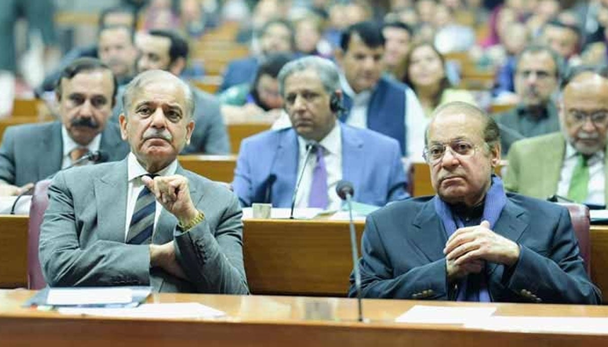 Prime Minister Shehbaz Sharif and Pakistan Muslim League-Nawaz president Nawaz Sharif attend National Assembly session, Islamabad, November 12, 2025. — X/@GovtofPakistan