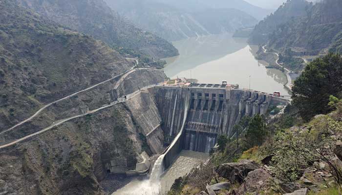 A view of Baglihar Dam, also known as Baglihar Hydroelectric Power Project, on the Chenab river which flows from IIOJK into Pakistan on May 6, 2025. — Reuters