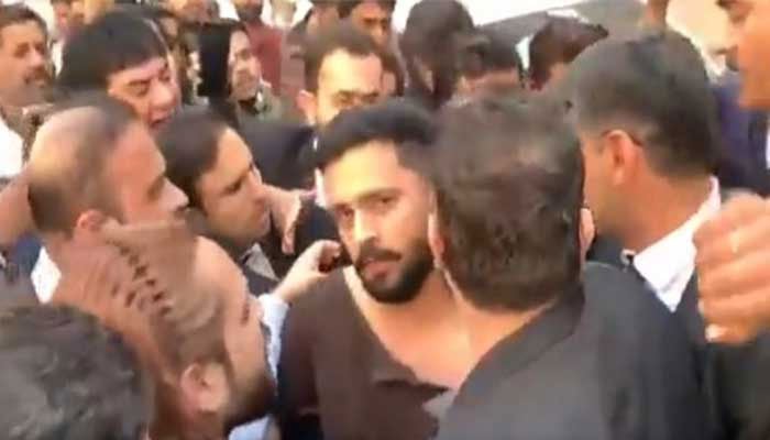 YouTube Rajab Butt pictured during his appearance at additional district and sessions court central, in Karachi on December 29, 2025. — Geo News