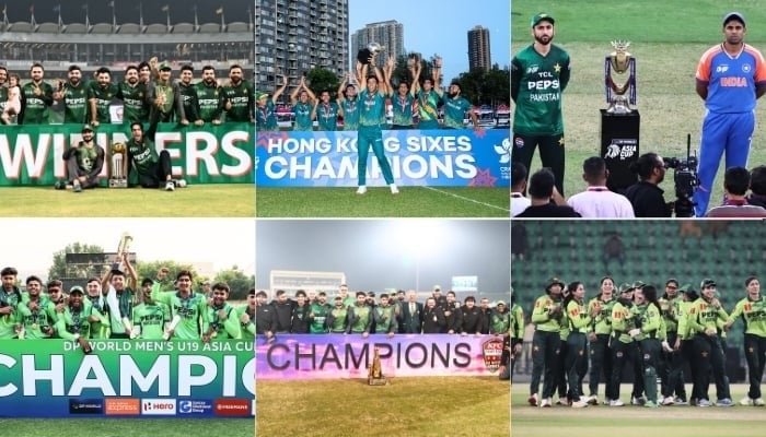 Photo collage shows Pakistan mens, womens, and U19 teams during various moments throughtout the year. — AFP/PCB/ACC