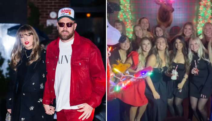 Taylor Swift almost goes unnoticed behind a giant snoopy