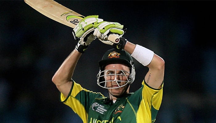 Australian Test batsman Damien Martyn plays a shot during a night cricket match in this undated image. — AFP