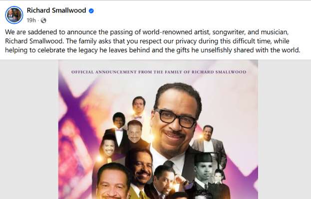 Richard Smallwood cause of death revealed after gospel singer died at 77