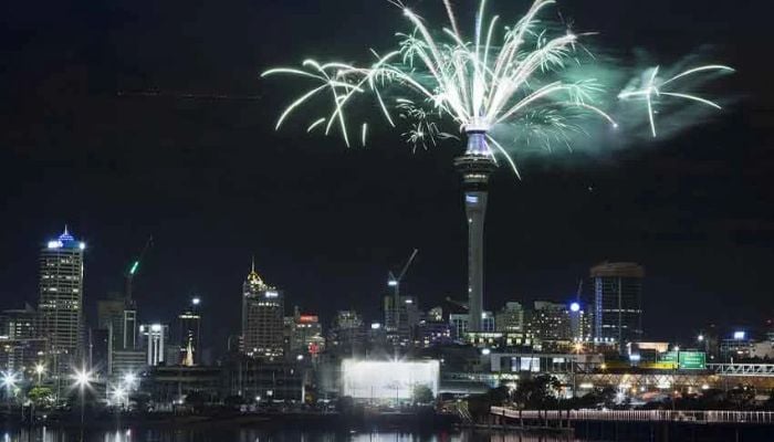 Fireworks at Sky Tower, New Zealand