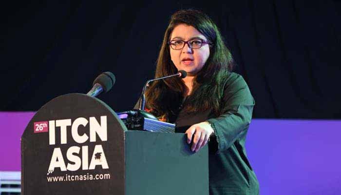 Minister for Information Technology Shaza Fatima Khawaja addresses inauguration ceremony of 26th ITCN Asia Expo at Expo Centre Karachi, Sindh, September 23, 2025. — X/@MoitOfficial