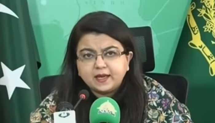 Federal Minister for Information Technology and Telecommunication Shaza Fatima Khawaja speaks during press conference in Islamabad, January 2, 2026. — Screengrab via YouTube/Geo News