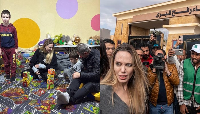 Angelina Jolie meets injured Palestinians and humanitarian workers at Egypt Gaza border