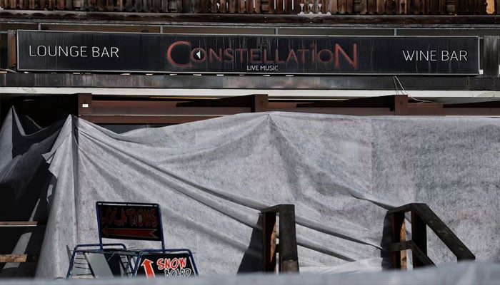A signboard of the Le Constellation bar, after a fire and explosion during a New Years Eve party where several people died and others were injured, according to Swiss police, in the upscale ski resort of Crans-Montana in southwestern Switzerland, January 2, 2026. — Reuters