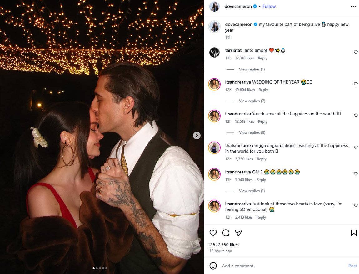 Dove Cameron puts dazzling engagement ring on full display in new photos