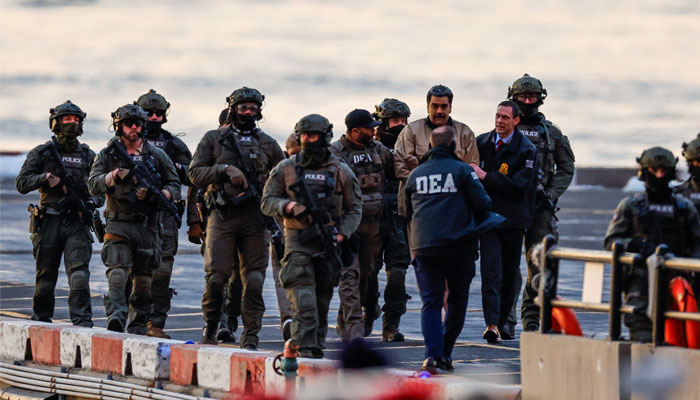 Captured Venezuelan President Nicolas Maduro lands at the Downtown Manhattan Heliport, as he heads towards the Daniel Patrick Manhattan United States Courthouse January 5, 2026. — REUTERS