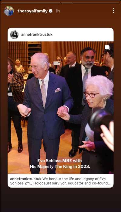 Palace shares throwback pics of King and Queen with late Holocaust survivor