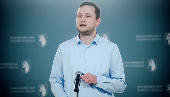 The Chairman of the Naalakkersuisut Jens-Frederik Nielsen holds a press conference in Nuuk, Greenland, January 5, 2026. — Reuters