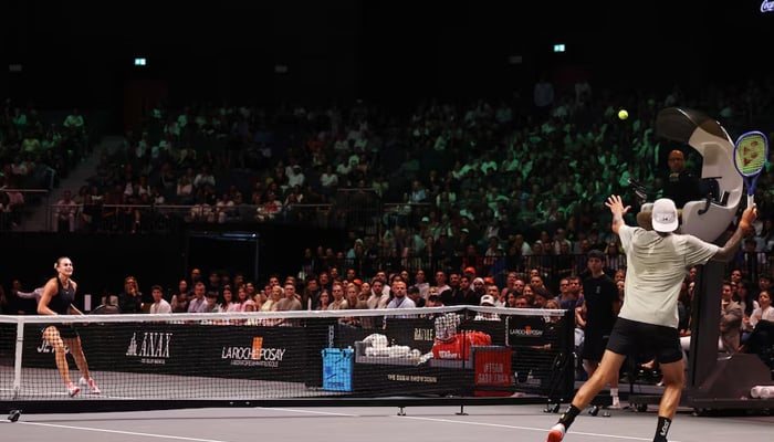 General view of Australias Nick Kyrgios in action during his match against Belarus Aryna Sabalenka in Dubai, UAE on December 28, 2025. — Reuters
