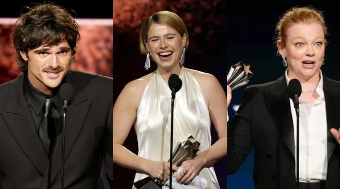 Backstage moment with Jacob Elordi, Sarah Snook and Jessie Buckley