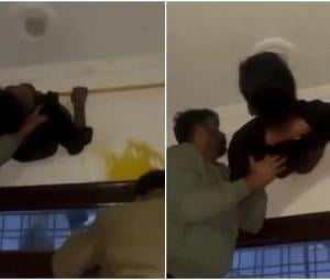 WATCH: Burglary goes wrong as thief trapped in exhaust shaft in India