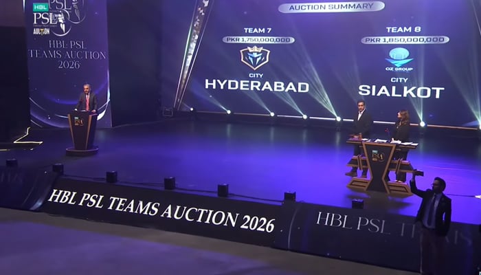 PCB Chairman Mohsin Naqvi speaks during the PSL auction in Islamabad, on January 8, 2025. — YouTube@PakistanSuperLeagueOfficial
