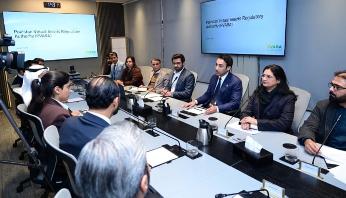 PVARA Chairman Bilal Bin Saqib in a meeting with representatives of UAE-based DAMAC Group. — DAMAC Group