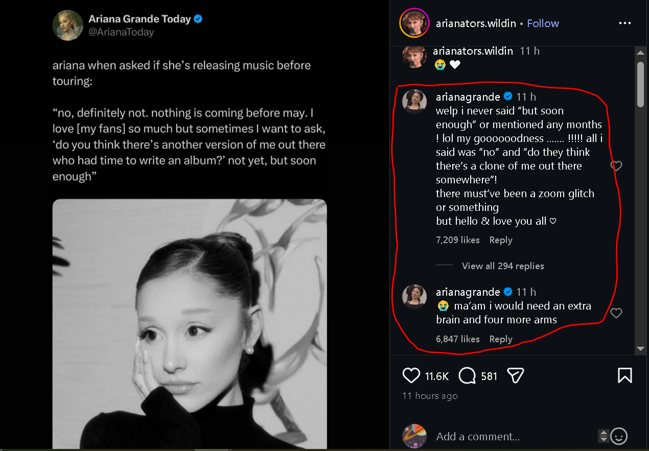 Ariana Grande sets record straight about new music album