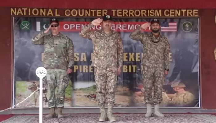 Pakistan and US troops at the 13th Pakistan–United States bilateral joint exercise, Inspired Gambit–2026, at the National Counter Terrorism Centre (NCTC), Pabbi. — Screengrab via ISPR