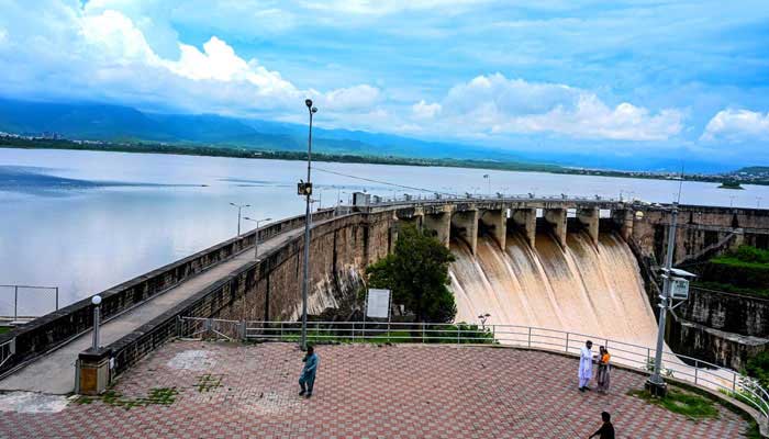 The spillway of Rawal Lake are opened as the water level is on its peak due to the monsoon rains in Islamabad on July 23, 2025. — APP