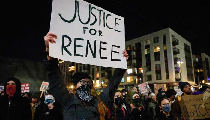 The demonstration follows the January 7 fatal shooting of Renee Nicole Good in Minneapolis as well as the shooting of two individuals in Portland on January 8 by Immigration and Customs Enforcement (ICE) agents.— AFP