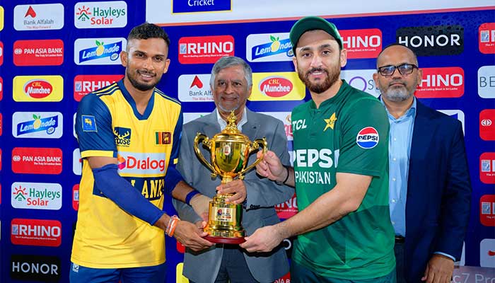 Pakistan and Sri Lanka share trophy after three-match T20I series tied. — Facebook/@PakistanCricketBoard