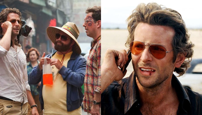 The Hangover features Bradley Cooper with Zach Galifianakis, Ed Helms