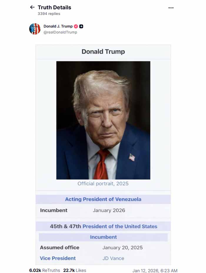Is Donald Trump Venezuela’s acting president?