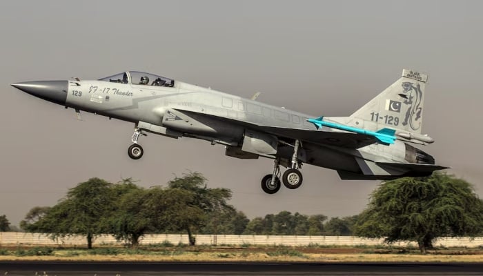 A JF-17 Thunder fighter jet of the Pakistan Air Force takes off from Mushaf base in Sargodha, Pakistan. — Reuters/File