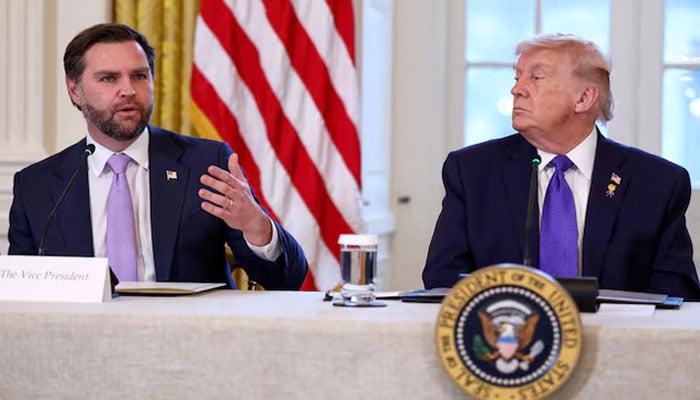 US President Donald Trump and Vice President JD Vance attend a meeting with oil industry executives, at the White House in Washington, DC, US on January 9, 2026. — Reuters