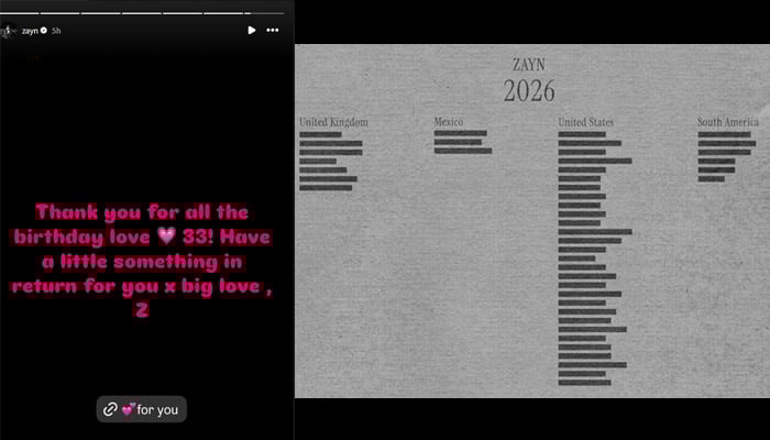 Zayn Malik treats fans with first ever world tour update on 33rd birthday