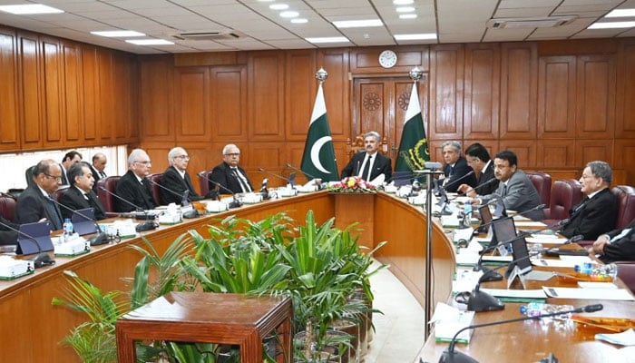 Chief Justice of Pakistan Yahya Afridi chairs a meeting of the Judicial Commission of Pakistan at the Supreme Court of Pakistan in Islamabad on January 13, 2026. — Supreme Court of Pakistan