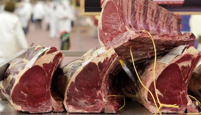 Beef ribs are seen at the meat pavilion on November 19, 2015. — AFP