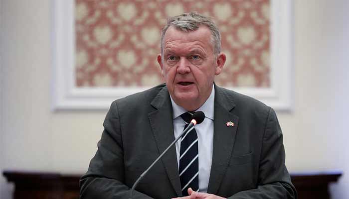 Denmarks Foreign Minister Lars Lokke Rasmussen addresses diplomats and journalists during a press conference. — Reuters