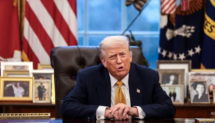 US President Donald Trump is interviewed by Reuters White House correspondent during an exclusive interview in the Oval Office in the White House in Washington, DC, US, January 14, 2026. — Reuters