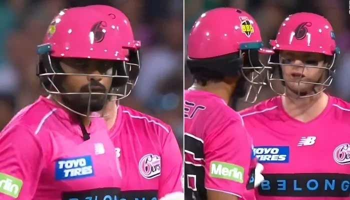 Sydney Sixers’ Babar Azam and Steve Smith in discussion, with Babar visibly unhappy during the Big Bash League (BBL) 15 match against Sydney Thunder at the Sydney Cricket Ground (SCG) on January 16, 2025. — X/@BBL