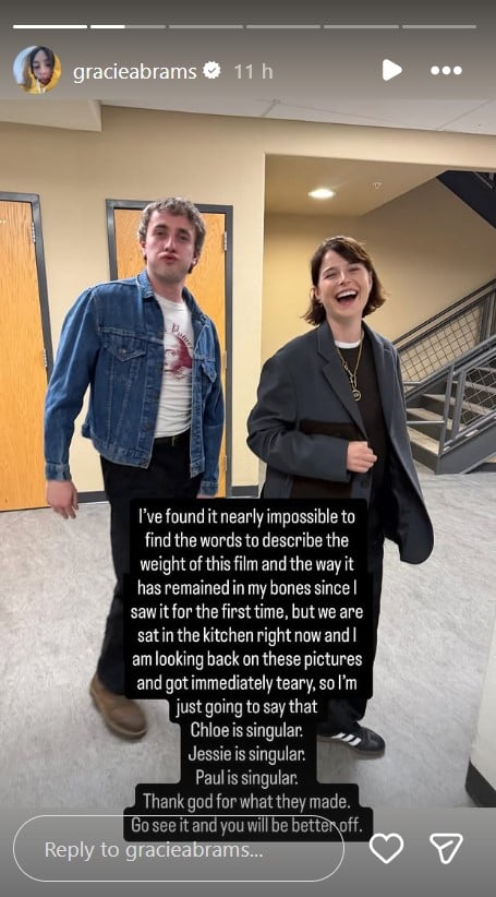 Gracie Abrams pays lovely tribute to Paul Mescal following Hamnet success
