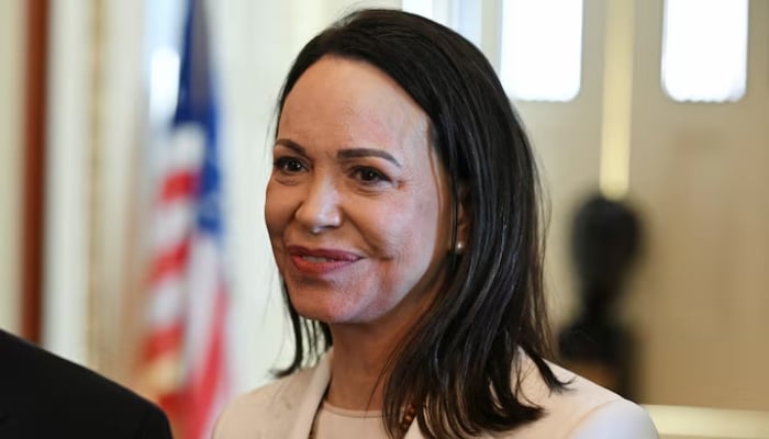 Maria Corina Machado poses for a photograph at White House, on Capitol Hill in Washington, DC, US, January 15, 2026.  — Reuters